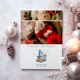 Cartão De Festividades 2 Photo First Christmas Birth Announcement