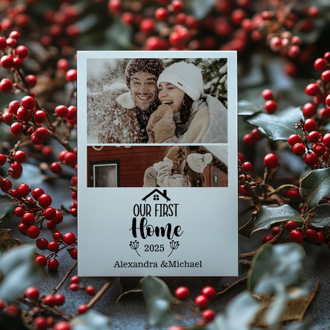 Cartão De Festividades 2 Photo Minimialist Christmas Our First Home (Criador carregado)