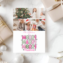 2 Photo Pink Green Merry Christmas Holiday