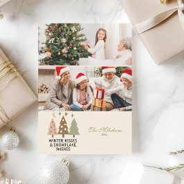 Cartão De Festividades 2 Photo Retro Winter Kisses & Snowflake Wishes