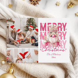 Cartão De Festividades 2 Photo Vintage Pink Nutcracker Christmas