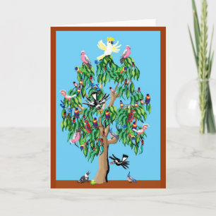 Cartão De Festividades 2 rosellas crimson, e uma coqueteira acima de uma