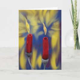 Cartão De Festividades 2 velas vermelhas com pintura comovente de feriado