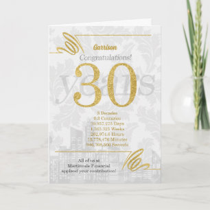 Cartão De Festividades 30 anos de Elegância Comercial de Aniversário de