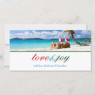 Cartão De Festividades 311-Love & Joy Custom Photo_Green Stripe