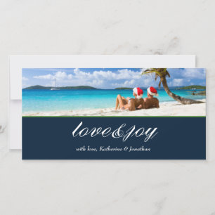 Cartão De Festividades 311-Love & Joy Custom Photo Marinho Blue