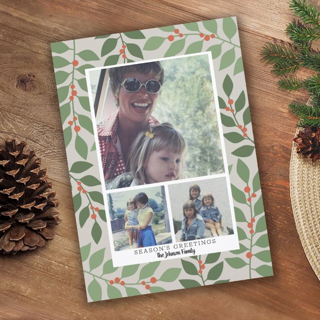 Cartão De Festividades 3 Colagem de Fotos Saudação Moderna da Estação Bot (Criador carregado)