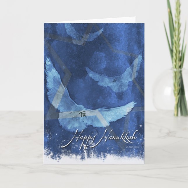 Cartão De Festividades 3 Doves-Hanukkah (Frente)