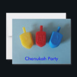 Cartão De Festividades 3 Draydels<br><div class="desc">(vários produtos selecionados)um saco de tota fofo com 3 draydels em fundo azul e as palavras Happy chanukah explicitadas em script.</div>