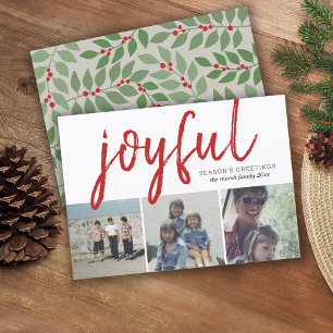 Cartão De Festividades 3 Foto Colagem - Joyful Season Saudações Berry