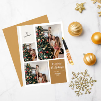 Cartão De Festividades 3 Foto Colagem Moderna Feliz Saudação de Natal