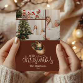 Cartão De Festividades 3 Foto do Natal do Cowboy Ocidental