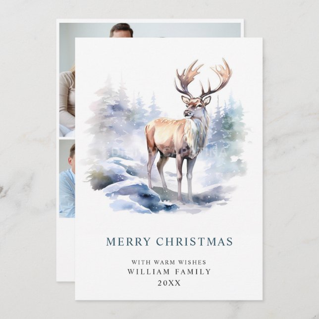 Cartão De Festividades 3 FOTO Mínima Elegante Natal (Frente/Verso)