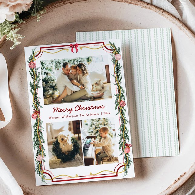 Cartão De Festividades 3 Foto Moderna Folhagem de Natal Botânico e Arco (Criador carregado)