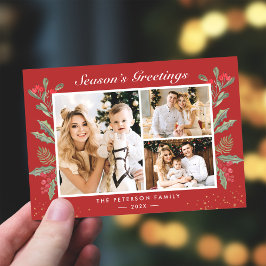 Cartão De Festividades 3 Foto: Saudações Holly Berries Natal