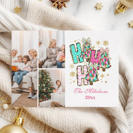 Cartão De Festividades 3 Foto Whimsical Ho Ho Ho Família Natal