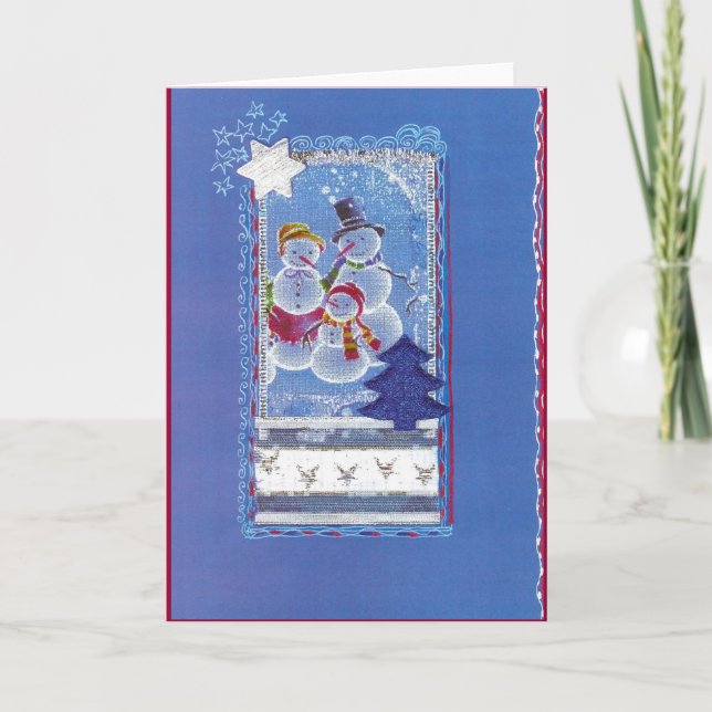 Cartão De Festividades "3 Lustige Schneemänner, Weihnachts-Collage-Design (Frente)