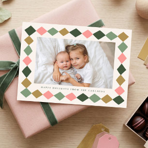 Cartão De Festividades 3 Moldura de Diamante Colorida Desenhada à Mão