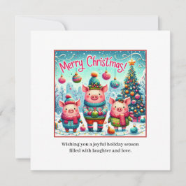 Cartão De Festividades 3 Pequenos Porcos de Natal