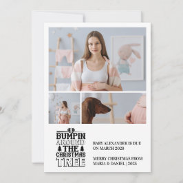 Cartão De Festividades 3 Photo Christmas Tree Pregnancy Announcement