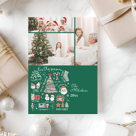 Cartão De Festividades 3 Photo Tis The Season Retro Green Christmas
