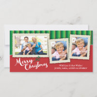 3 Picture Frames on Striped Background, Christmas