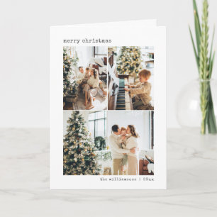 Cartão De Festividades 4 Colagem de Fotos Máquina de Escrever Natal Dobra