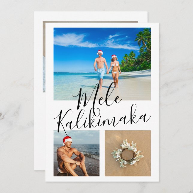 Cartão De Festividades 4 Foto Mele Kalikimaka Natal Personalizado (Frente/Verso)
