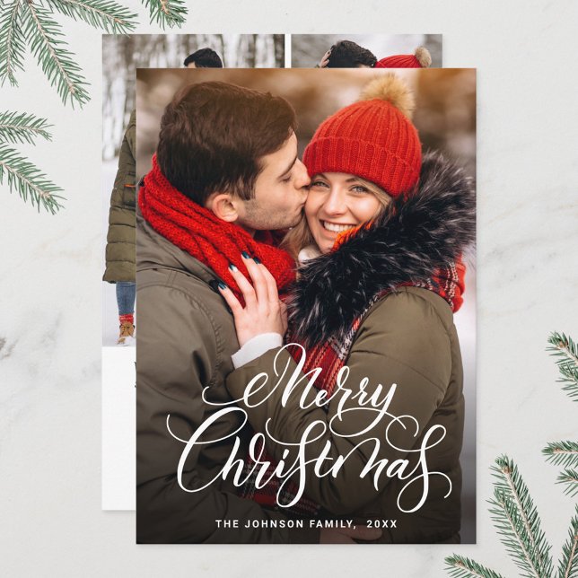 Cartão De Festividades 4 FOTO Moderna Feliz Natal Saudação (Criador carregado)