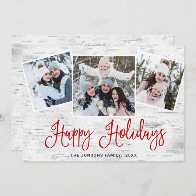 Cartão De Festividades 4 FOTO Natal Rustic Birtic Latido Saudação (Frente/Verso)