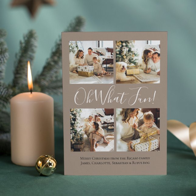 Cartão De Festividades 4 Foto oh Que Divertido Natal Nórdico (4 Photo oh What Fun Nordic Christmas Holiday Card by Ricaso. Tree pattern to back. add photographs
)