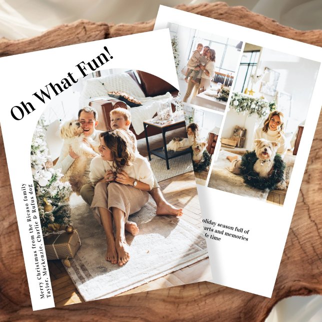 Cartão De Festividades 4 Foto: oh Que Natal Divertido (4 Photo oh What Fun Christmas template card from Ricaso. Add your own photos and text message)