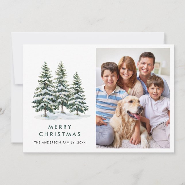 Cartão De Festividades 4 FOTO Saudação Mínima da Árvore de Natal (Frente)