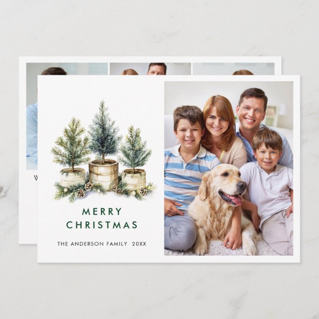 Cartão De Festividades 4 FOTO Saudação Mínima da Árvore de Natal (Frente/Verso)