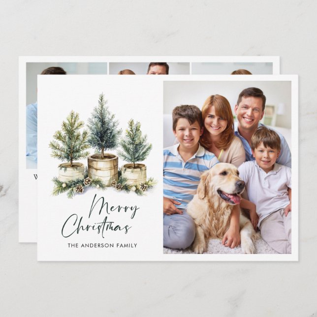 Cartão De Festividades 4 FOTO Saudação Mínima da Árvore de Natal (Frente/Verso)