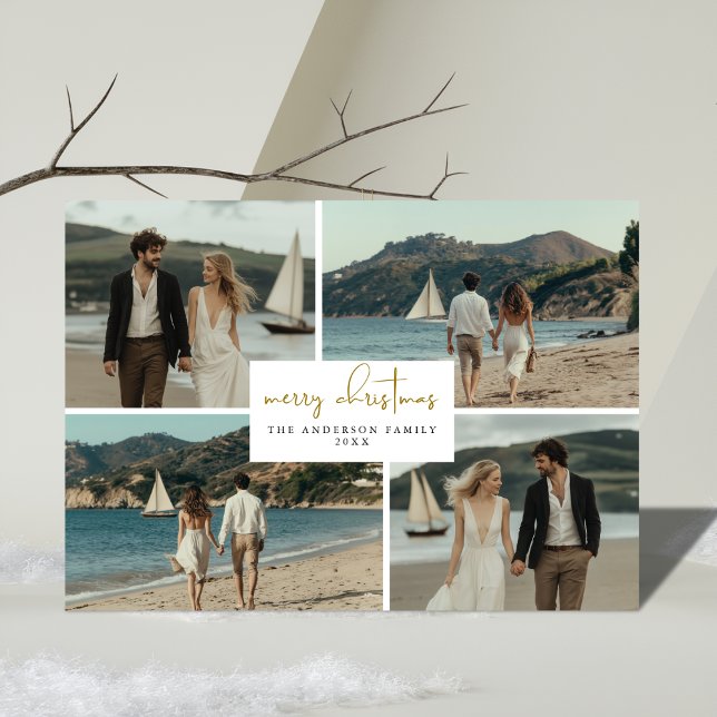 Cartão De Festividades 4 Fotografia Colagem Costeira Beachy Náutica Natal (Criador carregado)