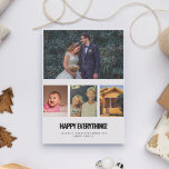 Cartão De Festividades 4 Fotografias Collage Happy All Family<br><div class="desc">Feliz tudo! Uma caligrafia moderna e minimalista para esta coleção de cartões de colagem de fotos de Férias de inverno. Para personalizar com suas 4 fotos favoritas da família. Você também pode mudar facilmente a cor da fonte como quiser.</div>