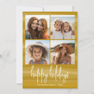 Cartão De Festividades 4 Fotos Curvas Orgânicas Douradas - Natal Feliz