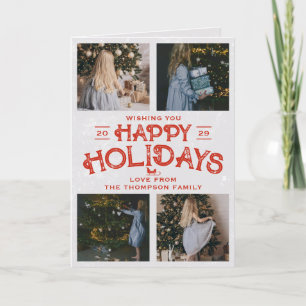 Cartão De Festividades 4 Fotos da família Colagem Natal Feliz Feriados