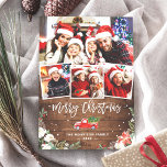 Cartão De Festividades 4 Photo Collage Christmas Truck Rustic Wood Floral<br><div class="desc">Sending your greetings of the season with this "Rustic Winter Floral Christmas Truck 4 Photo Collage Holiday Card". (1) For further customization, please click the "customize further" link and use our design tool to modify this template. (2) If you prefer Thicker papers / Matte Finish, you may consider to choose...</div>