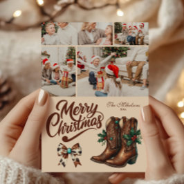 Cartão De Festividades 4 Photo Western Bow & Boots Christmas