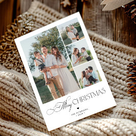 Cartão De Festividades 4 photos minimalist elegant Merry Christmas