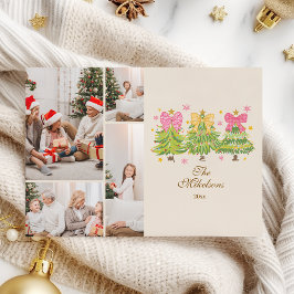 Cartão De Festividades 4Photo Bright Ribbon Trees Holiday Family