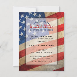 Cartão De Festividades 4th of July Party Invitation USA 250 Years