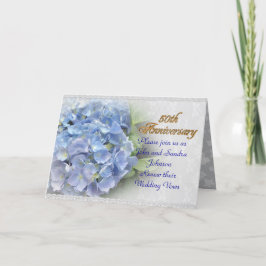 Cartão De Festividades 50º aniversário da renovação do vow hydrangeas blu
