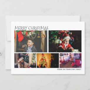 Cartão De Festividades 5 Colagem de Fotografias Natal Personalizado