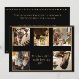 Cartão De Festividades 5 Colagem de Fotos Natal ao Contrário Férias de Na