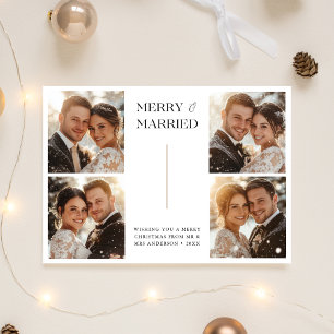 Cartão De Festividades 5 Feliz de Colagem de Fotografias e Natal Casado