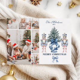 Cartão De Festividades 5 Foto Azul Chinoiserie Quebra-Nozes Natal