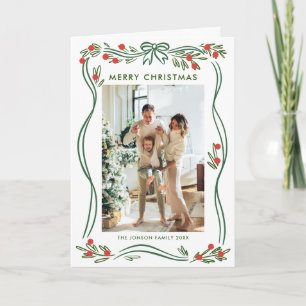 Cartão De Festividades 5 Foto Festivo Boho Arco Verde Friso de Natal